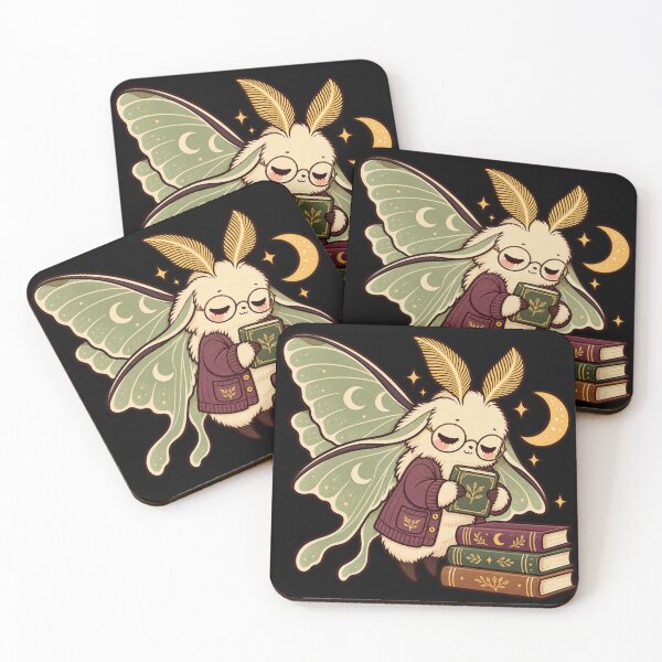 Item preview, Sleepy Moth Librarian with Books and Moon designed and sold by DesignsDominus.
