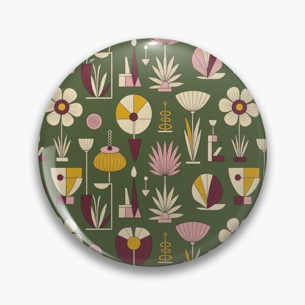 Item preview, 1950s Atomic Age Botanical Pattern - Abstract Retro Flowers & Green Background designed and sold by Dogandesighn.