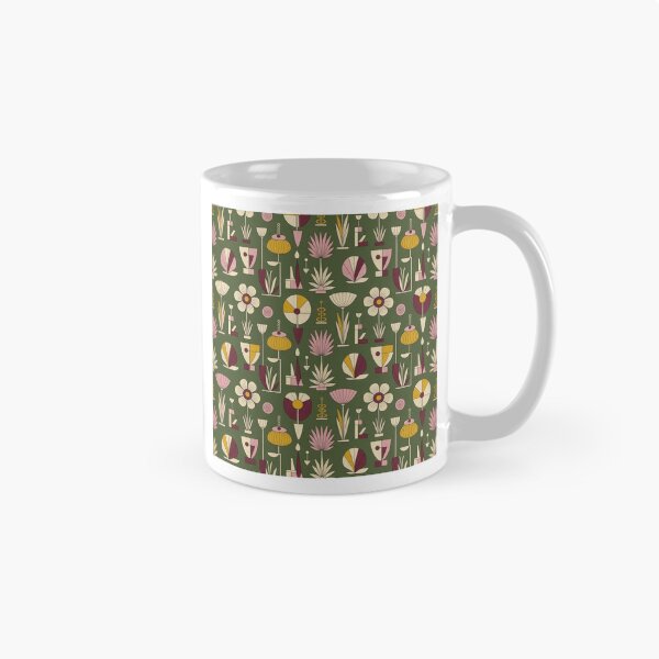 Item preview, 1950s Atomic Age Botanical Pattern - Abstract Retro Flowers & Green Background designed and sold by Dogandesighn.