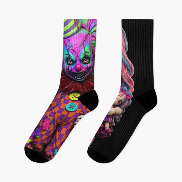 Item preview, Creepy Clown & Gothic Doll Halloween Art – Colorful Spooky Horror designed and sold by Kruti Collection.