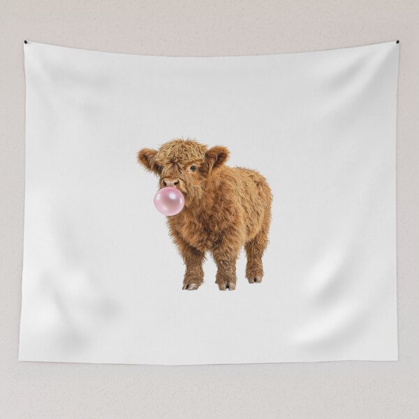 Item preview, Fluffy Highland cow Bubblegum designed and sold by pietini.