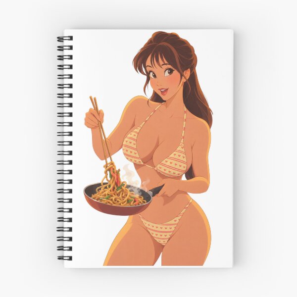 Item preview, Noodle Cooking Pin-Up – Retro Cartoon Beauty designed and sold by  Hollow Moon Studios..