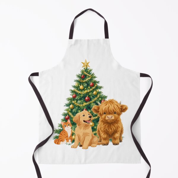 Item preview, Cute Christmas Tree with Cat Dog and Highland Cow designed and sold by Inka Moon Design.