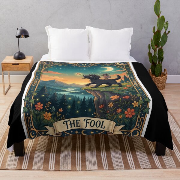 Item preview, The Fool Tarot Card - Black Labrador Dog designed and sold by Goodthingstree.