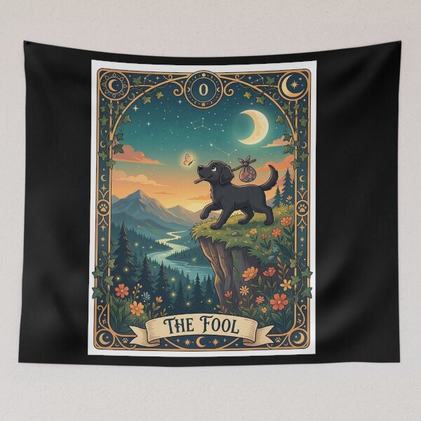 Item preview, The Fool Tarot Card - Black Labrador Dog designed and sold by Goodthingstree.