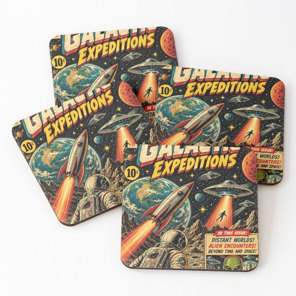 Item preview, Galactic Expeditions – Retro Sci-Fi Comic Cover designed and sold by Curio Meridian.