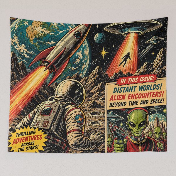 Item preview, Galactic Expeditions – Retro Sci-Fi Comic Cover designed and sold by Curio Meridian.