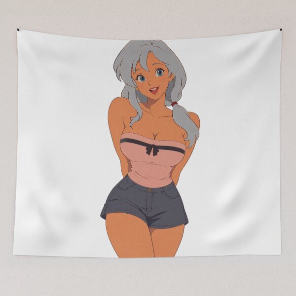Item preview, Silver-Haired Pin-Up – Retro Cartoon Beauty designed and sold by  Hollow Moon Studios..