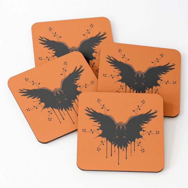 Item preview, Raven Spread Wings Gothic Botanical Ink Art designed and sold by cabana.space.