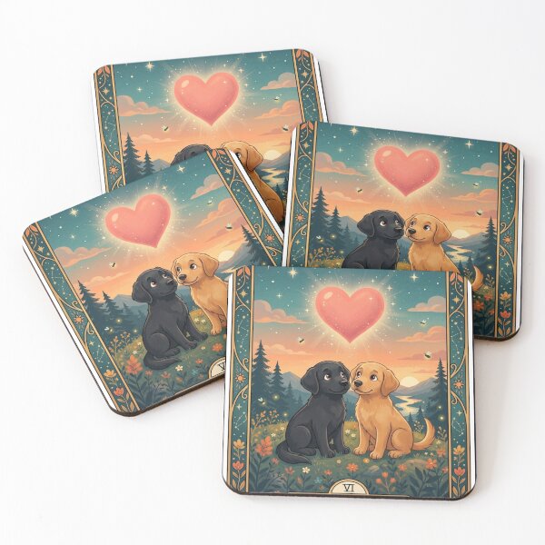 Item preview, The Lovers Tarot Card - Labrador & Golden Retriever Dogs designed and sold by Goodthingstree.