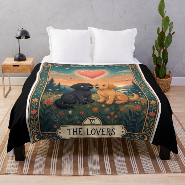 Item preview, The Lovers Tarot Card - Labrador & Golden Retriever Dogs designed and sold by Goodthingstree.