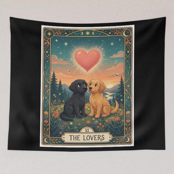 Item preview, The Lovers Tarot Card - Labrador & Golden Retriever Dogs designed and sold by Goodthingstree.