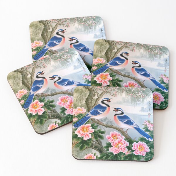 Item preview, Azure Jays and Peony Canopy designed and sold by bloorose.