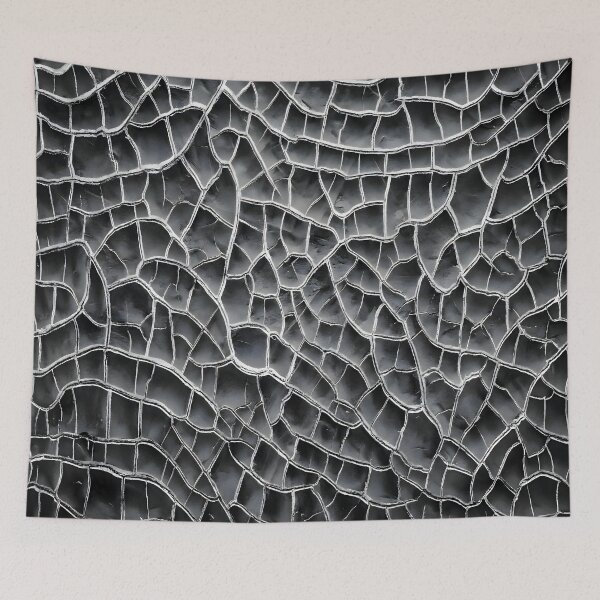 Item preview, Black and White Cracked Texture Abstract Pattern designed and sold by ART BOND.