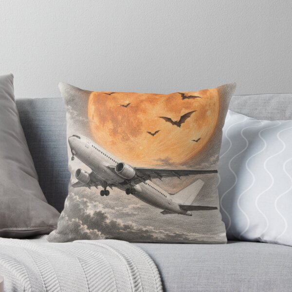 Item preview, Airliner Climbing Past the Harvest Moon – Pencil Sketch Halloween designed and sold by EMaviation_.