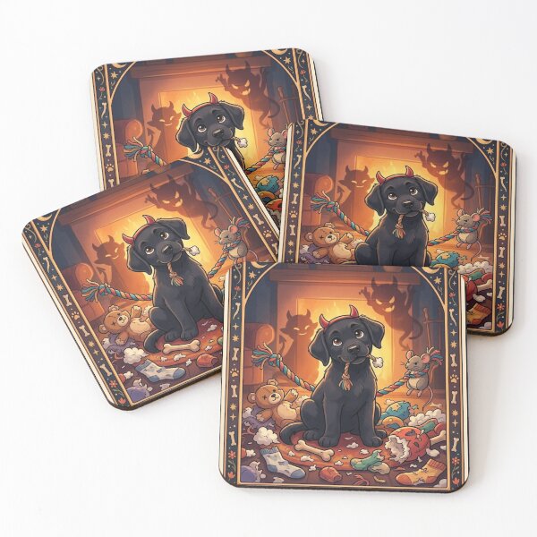 Item preview, The Devil Tarot Card - Naughty Black Labrador Dog designed and sold by Goodthingstree.