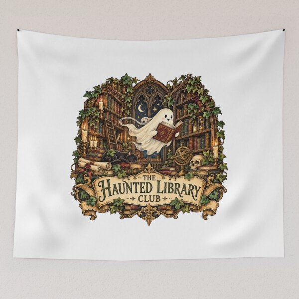 Item preview, The Haunted Library Club - Cute Ghost Reading Dark Academia designed and sold by Neurospicy Trolls.