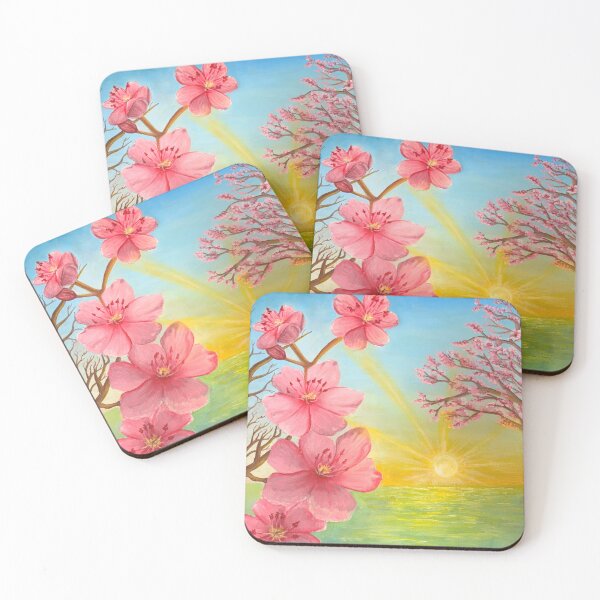 Item preview, Cherry Blossom Sunset – Dreamy Pink Floral Landscape Art designed and sold by mothificaart.