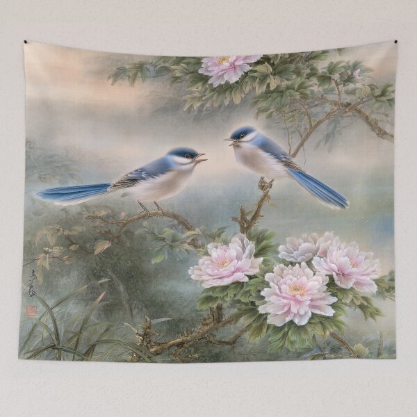 Item preview, Azure Songbirds and Soft Peonies designed and sold by bloorose.