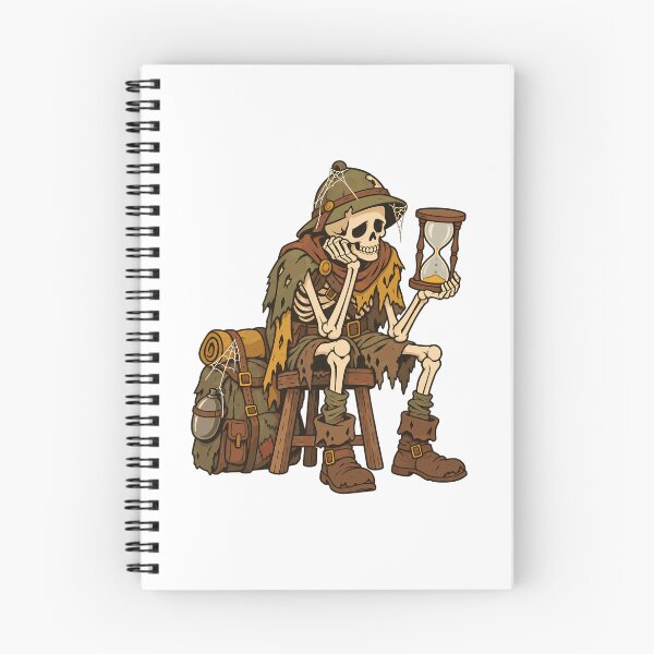 Item preview, Retro Skeleton Adventurer Waiting With Hourglass designed and sold by bwanaboards.