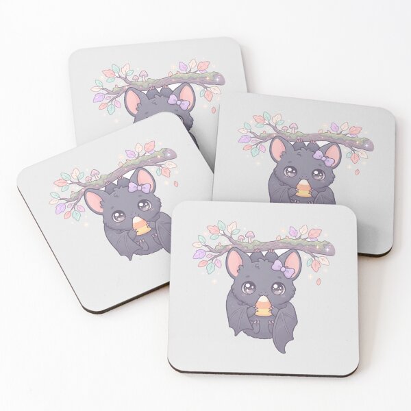 Item preview, Kawaii Baby Bat Holding Candy Halloween Art designed and sold by Fine-Arts-Lab.