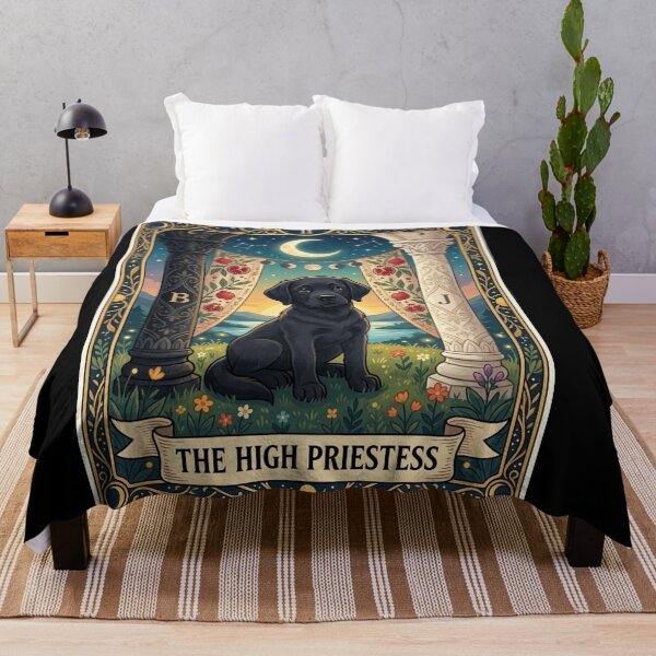 Item preview, The High Priestess Tarot Card - Black Labrador Dog designed and sold by Goodthingstree.