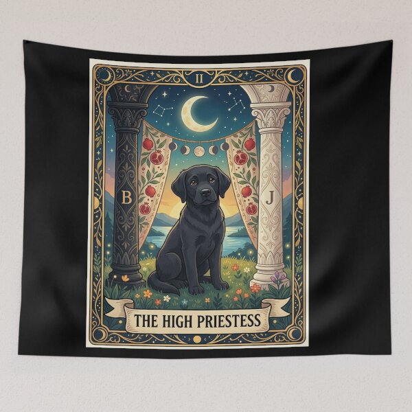 Item preview, The High Priestess Tarot Card - Black Labrador Dog designed and sold by Goodthingstree.