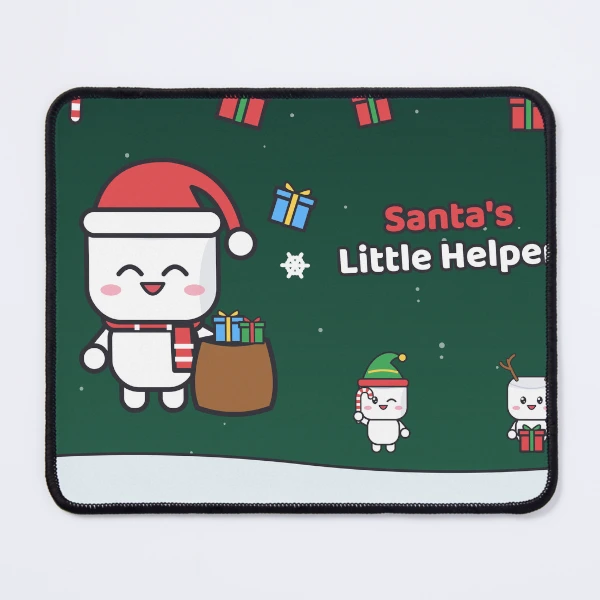 Santa's Little Helper - Cute Christmas Marshmallow Pip with Gift Sack — Mouse Pad by BiMood