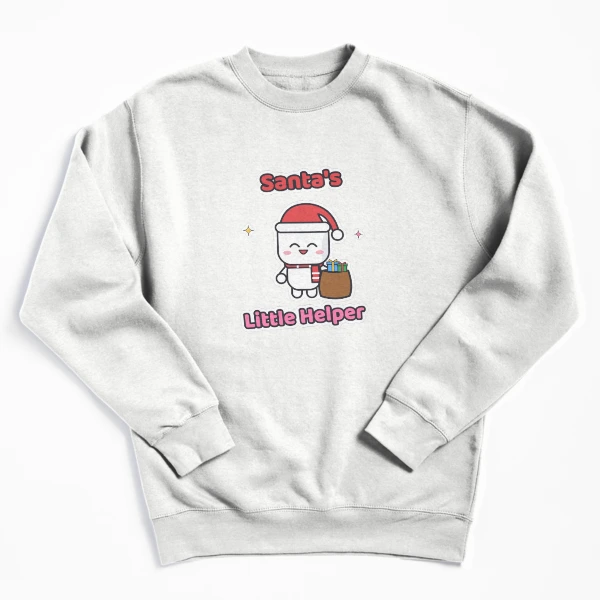 Santa's Little Helper - Cute Christmas Marshmallow Pip with Gift Sack — Pullover Sweatshirt by BiMood