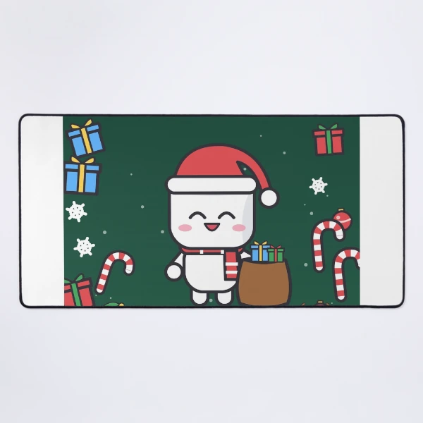 Santa's Little Helper - Cute Christmas Marshmallow Pip with Gift Sack — Mouse Pad by BiMood