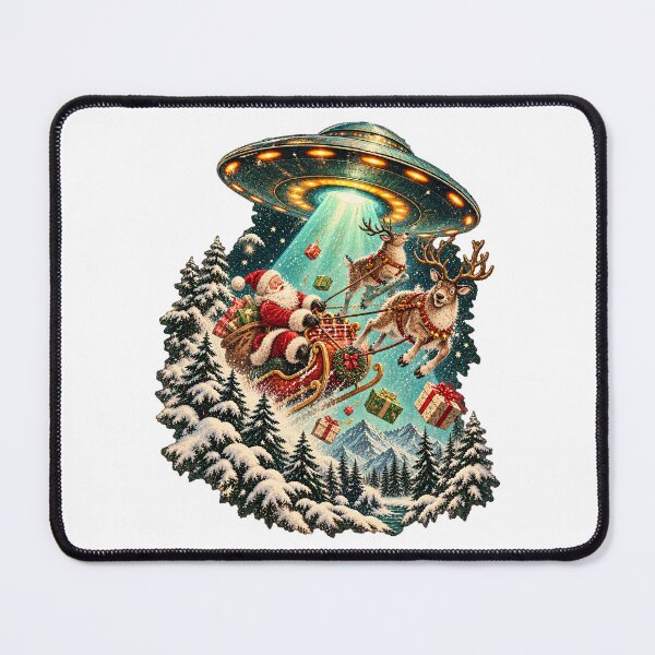 Item preview, Santa's Abduction - Funny UFO Christmas Sleigh Chaos designed and sold by Neurospicy Trolls.