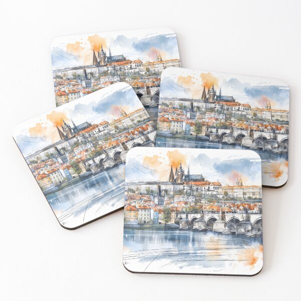 Item preview, Prague Cityscape with Charles Bridge designed and sold by kolonjArt.