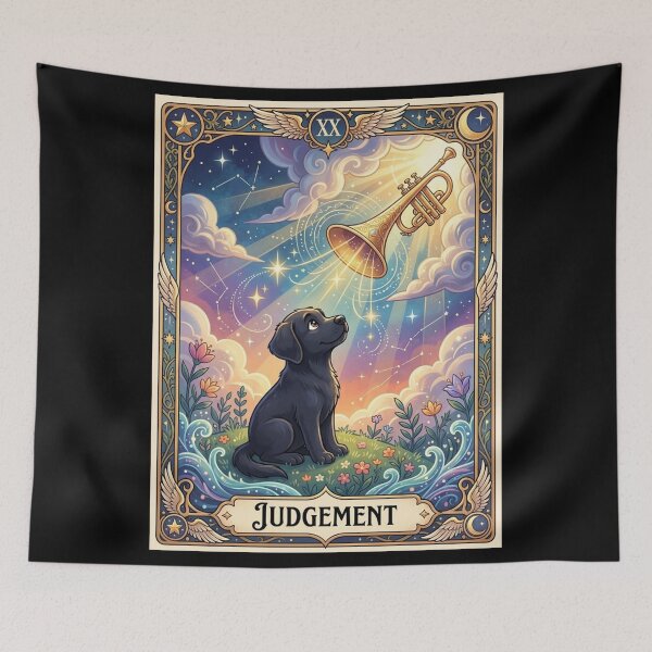 Item preview, Judgement Tarot Card - Black Labrador Dog designed and sold by Goodthingstree.