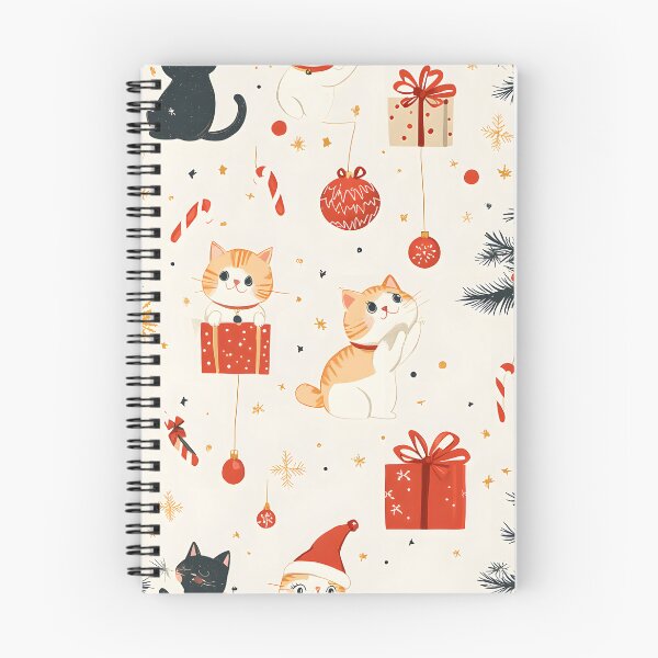 Item preview, Christmas Cats Pattern, Cute Cat Holiday Gift, Cat Lover Xmas, Kitten Santa Hat Candy Cane designed and sold by MerchMain.