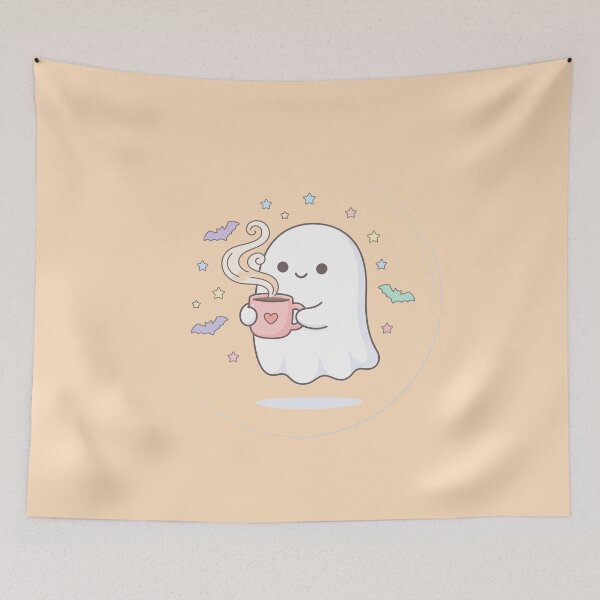 Item preview, Cozy Cute Ghost Drinking Coffee Halloween Art designed and sold by Fine-Arts-Lab.