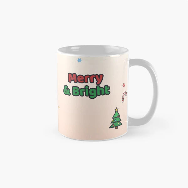 Merry and Bright - Cute Marshmallow Pip Decorating the Christmas Tree — Classic Mug by BiMood