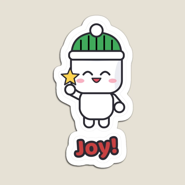 Merry and Bright - Cute Marshmallow Pip Decorating the Christmas Tree — Magnet by BiMood