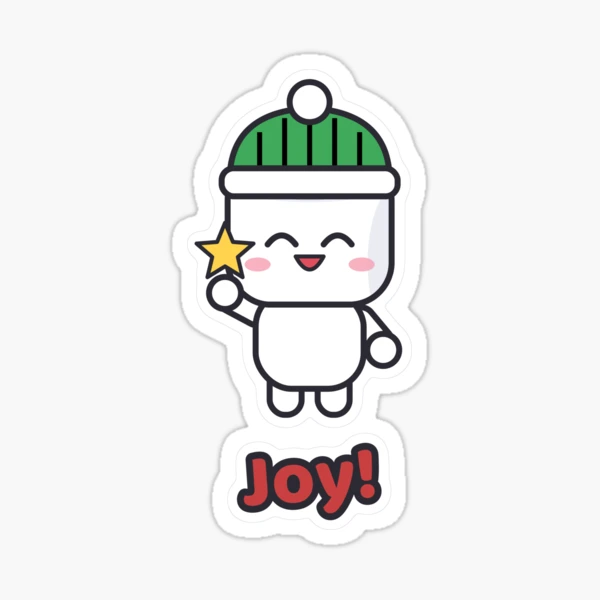 Merry and Bright - Cute Marshmallow Pip Decorating the Christmas Tree — Sticker by BiMood