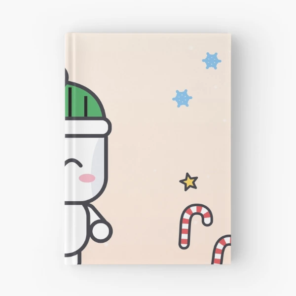 Merry and Bright - Cute Marshmallow Pip Decorating the Christmas Tree — Spiral Notebook by BiMood