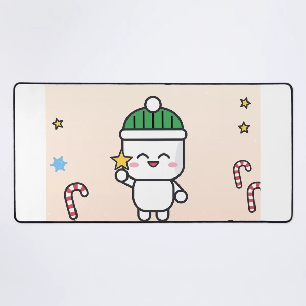 Merry and Bright - Cute Marshmallow Pip Decorating the Christmas Tree — Mouse Pad by BiMood