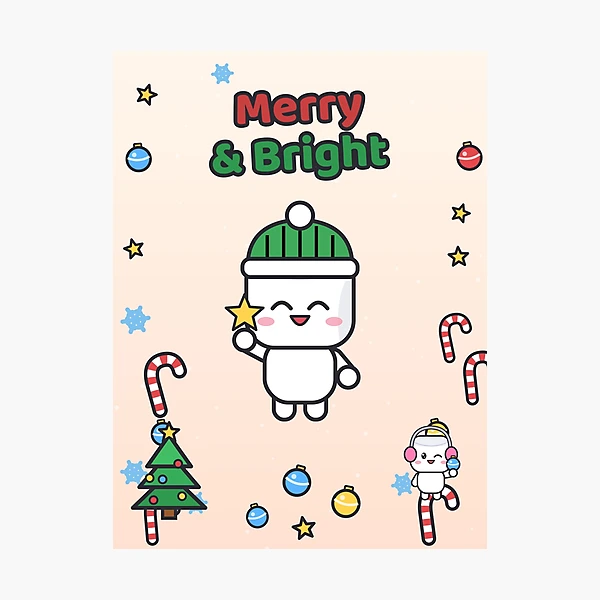 Merry and Bright - Cute Marshmallow Pip Decorating the Christmas Tree — Photographic Print by BiMood