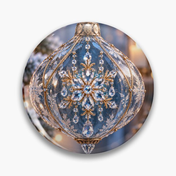 Item preview, Crystal Snowflake – Elegant Blue & Gold Christmas Ornament designed and sold by DreamyPixStudio.