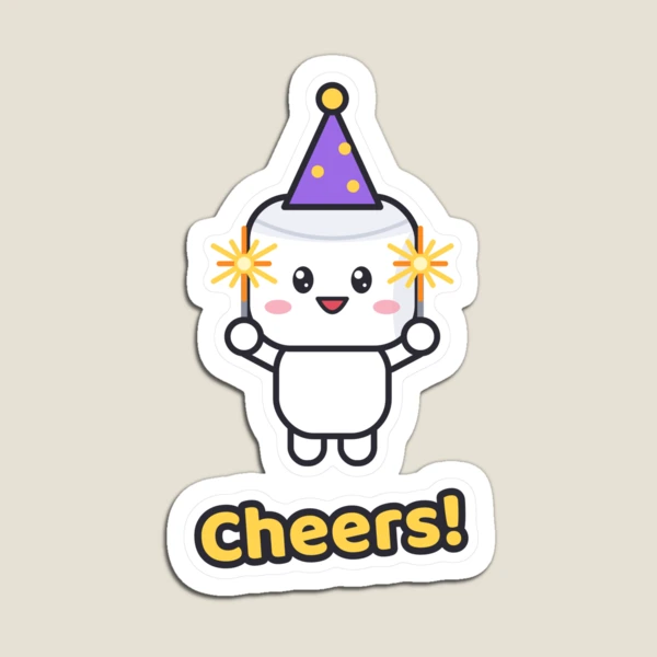 Hello 2027 - Cute New Year Party Marshmallow Pip with Sparklers — Magnet by BiMood