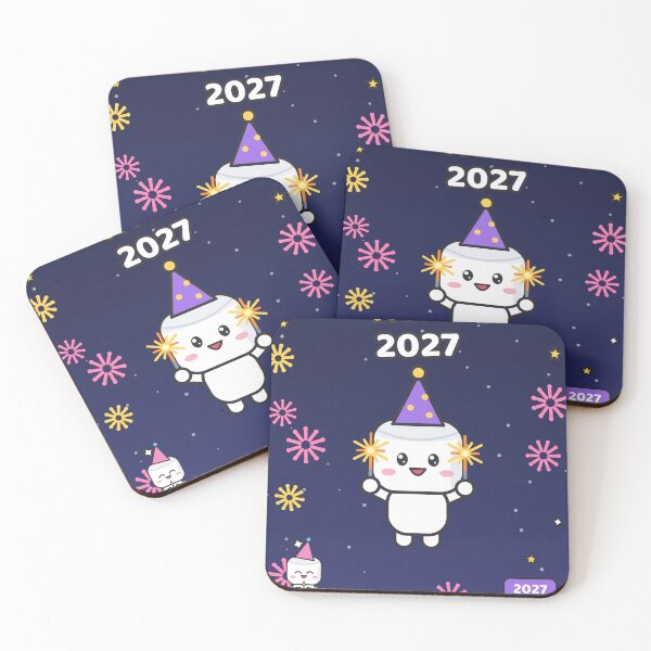 Item preview, Hello 2027 - Cute New Year Party Marshmallow Pip with Sparklers designed and sold by BiMood.