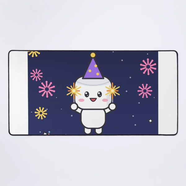 Hello 2027 - Cute New Year Party Marshmallow Pip with Sparklers — Mouse Pad by BiMood