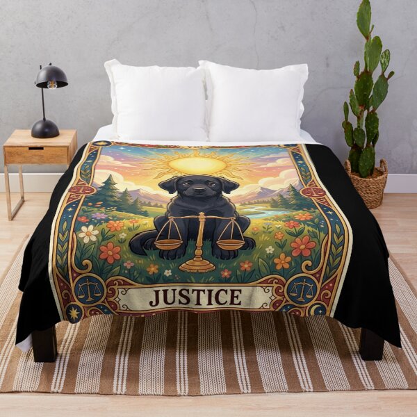 Item preview, Justice Tarot Card - Black Labrador Dog designed and sold by Goodthingstree.