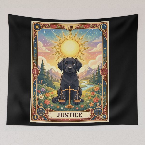 Item preview, Justice Tarot Card - Black Labrador Dog designed and sold by Goodthingstree.