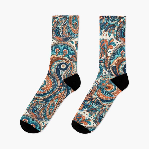 Item preview, Cream Orange Teal Paisley designed and sold by Apex Designs.
