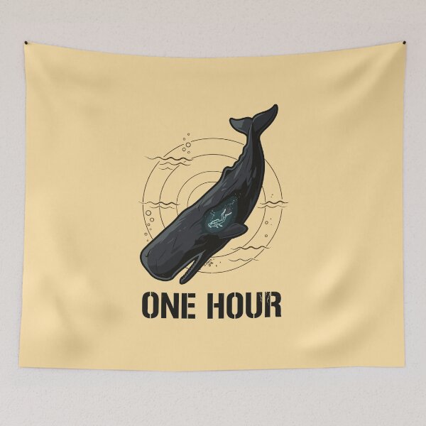 Item preview, Surreal Deep Sea Sperm Whale and Glowing Scuba Diver Graphic - One Hour    designed and sold by Designart68.