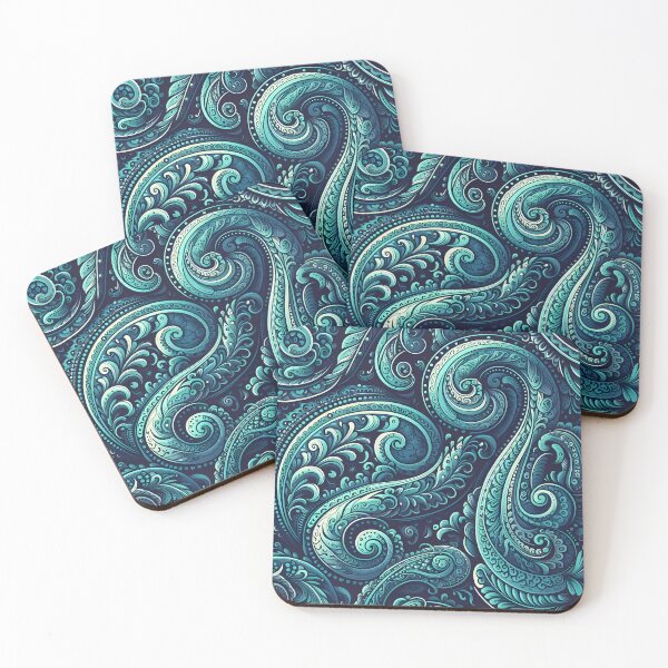 Item preview, Navy Turquoise Paisley designed and sold by Apex Designs.